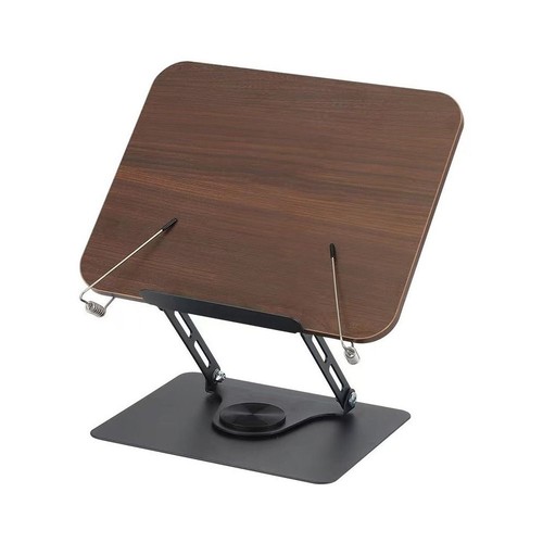 Solid Wood Book Stand 360° Rotating Base Laptop Holder Desktop Riser - Picture 5 of 16