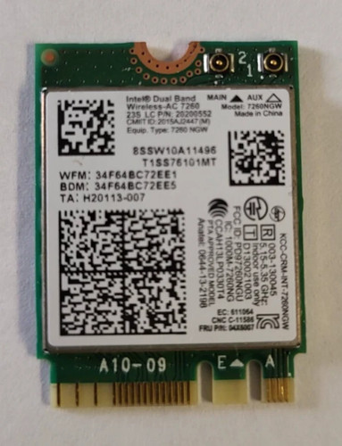 Lenovo X1 Carbon Intel Wireless AC 7260 WiFi Card 04X6007 20200552 7260NGW USA - Picture 1 of 6
