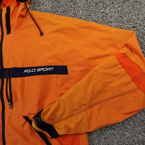 VTG Ralph Lauren Jacket Mens L Orange Polo Sport Hooded Full Zip Windbreaker 90s - Picture 7 of 23