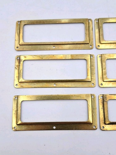 Porta etichette vintage porta carte ottone farmacia armadietto ferramenta lotto di 6 - Foto 4 di 9