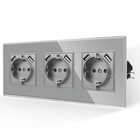 JIMEIDA 3 Fach Steckdose mit USB in Grau 16Amp Glas Steckdosen mit USB Port