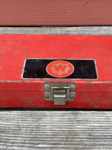 VINTAGE WRIGHT TOOLS RED Metal Tool BOX/CASE for Sockets - Picture 2 of 5