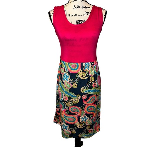 Lolly Wolly Doodle Women's Size XS Paisley Pink Tank Dress In Spring Colors - Picture 5 of 9