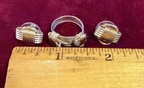 Verstellbarer Ring "Elefantenhaar" Sterlingsilber mit Draht & passende Ohrringe - Bild 4 von 15