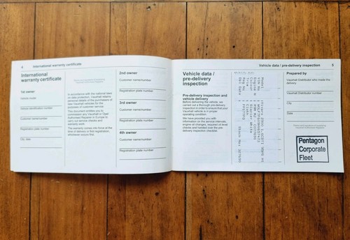 VAUXHALL VIVARO (2014 - 2019) Owners Manual / Handbook + Service Book + Wallet - 第 5/6 張圖片