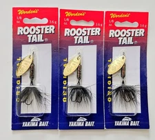 (3) Worden's Original Rooster Tail Inline Spinners 1/8 oz Color Is Glitter Black