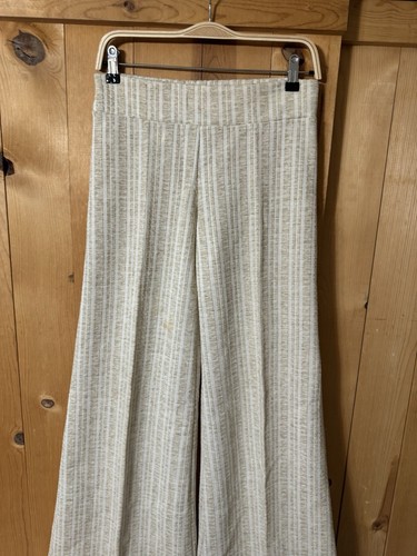 Women’s 1970s Pull On Bell Bottoms Size SMALL Beige & White Stripes Flaw Union - Picture 13 of 24