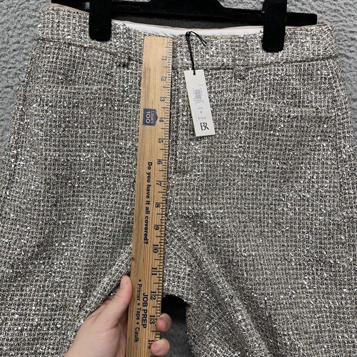 Banana Republic Pants Womens 4 Petite Tencel Tweed Wide Leg Trouser Metallic - Picture 7 of 16