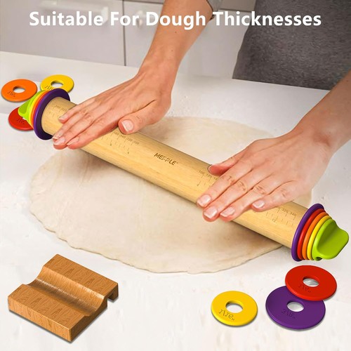 Rolling Pin with Thickness Rings and Pastry Baking + Mat - Picture 2 of 9