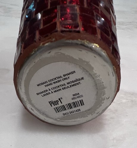Pier 1 One Rot Mosaik Glas Edelstahl Cocktail Shaker Bargeschirr Martini Margarita - Bild 5 von 12