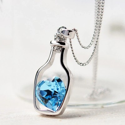 Love Bottle Silver Necklace   Girl Charm Pendant, Fashion Jewelry for Women