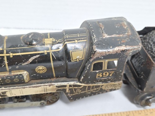 Marx 897 O Gauge New York Central 0-4-0 Tin Litho Steam Loco & Tender Runs - Picture 8 of 23
