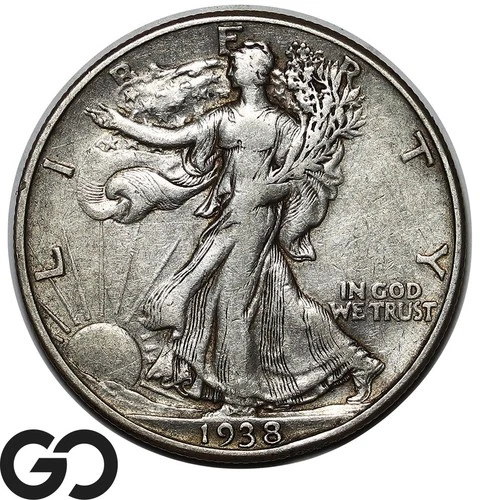 1938-D Walking Liberty Half Dollar, Choice XF+ Better Date