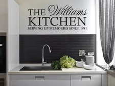 PERSONALISED Family Kitchen Wall Art Quote, Wall Sticker, Decal, Modern Transfer