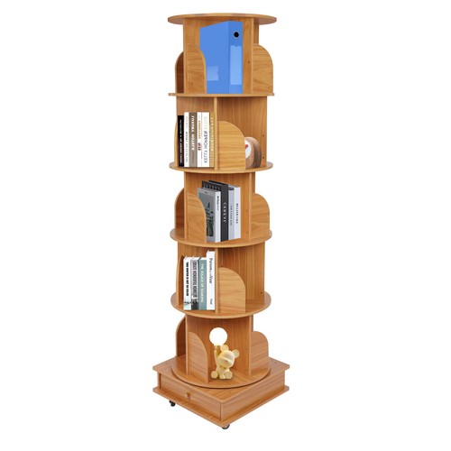 173cm Bücherregal 360° Drehbar Eckregal Drehbares Bücherregal 5 Etage Regal - Bild 27 von 55