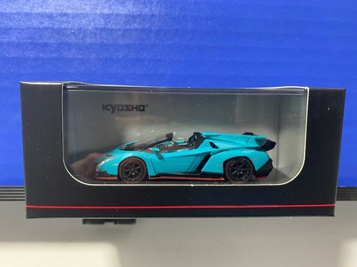 1/64 KYOSHO LAMBORGHINI VENENO RODSTER BLUE WITH RED LINE - Picture 1 of 3