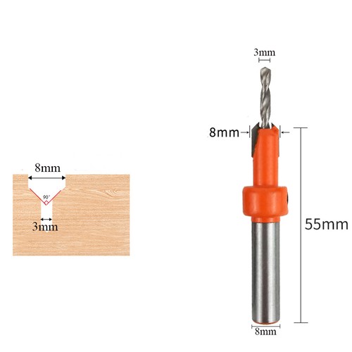 Wood Countersink Drill Bits Set for 2.8 3 3.2 3.5mm Pilot Screw Hole Woodworking - Picture 9 of 17