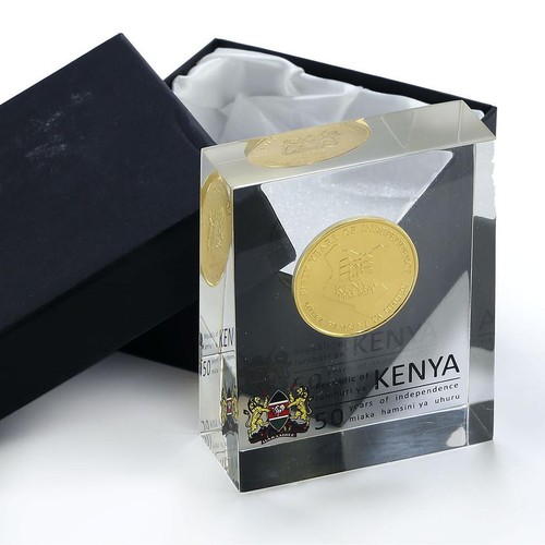Kenya 50 shillings 50th Anniversary of Independence gilded NiBrass coin 2013 - Picture 1 of 3