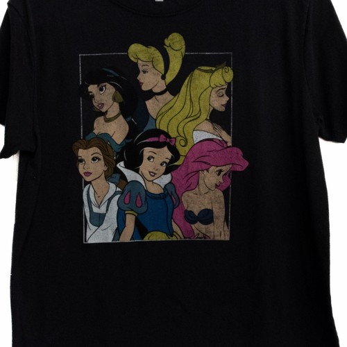 Disney Princess Schwarz T-Shirt Baumwolle Poly Grafik Print Pullover Kurzarm M - Bild 4 von 7