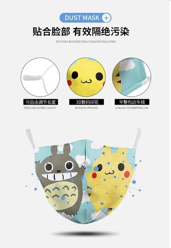 Adult/Kids Facemasks Mickey Spongebob Totoro Pikachu BMO Adventure Time 3D Masks - Picture 3 of 53