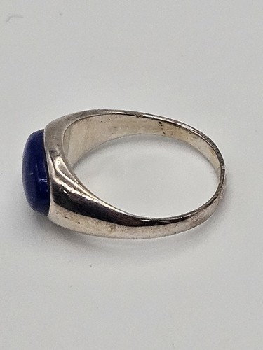Vintage Sterling Silver Blue Lapis Lazuli Cabochon Ring Size 8 - Picture 3 of 9