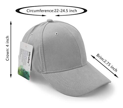 Suede Baseball Cap, Unisex Faux Suede Leather Classic Adjustable One Size Grey - Picture 2 of 6