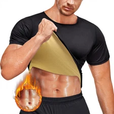 Men's Sweat Sauna Waist Trainer Shirt Weight Loss Compression Tank Top Shapewear