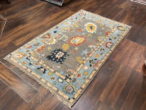 Colorful Hand Knotted Turkish Oushak Heriz Geometric Area Rug Carpet 3’1x5’2,77 - Picture 2 of 12
