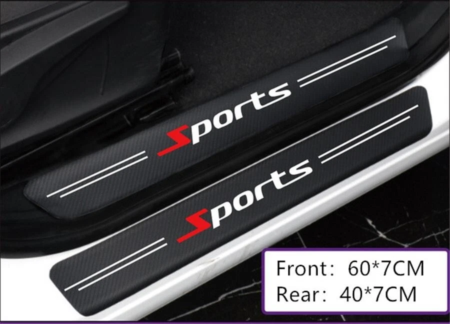 Carbon Fiber Look Sticker Protector Cover Sport Style Decals For Car Door Scuff - Image 3 of 4