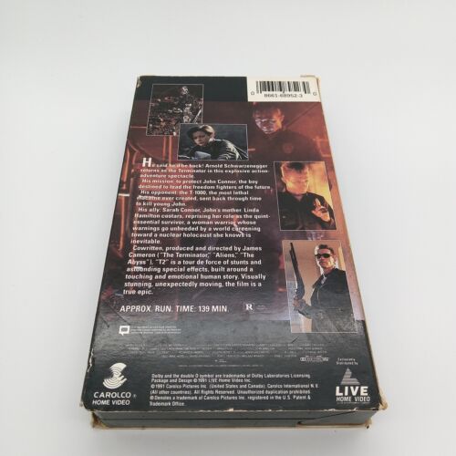 Terminator 2 Judgment Day VHS 1991 Arnold Schwarzenegger Linda Hamilton - Picture 2 of 3