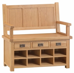 Hereford Modern Oak Monks Bench Hallway Shoe Storage Hallway