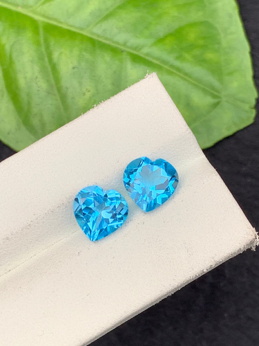 Swiss Blue Heart Shape Topaz Pair, Natural Topaz Cut Stones, 6.50 carat - Picture 5 of 5