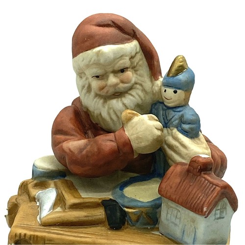 Figura de porcelana vintage caja de música giratoria Homco Santa Claus campanas jingle - Imagen 2 de 9
