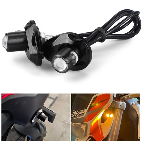 2X LED Motorcycle Turn Signals Indicator Amber Light Universal Mini Blinker Lamp - Picture 2 of 13