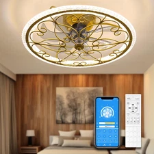 Low Profile Ceiling Fan with Lights Remote 20" Ceiling Fan Flush Mount Enclosed