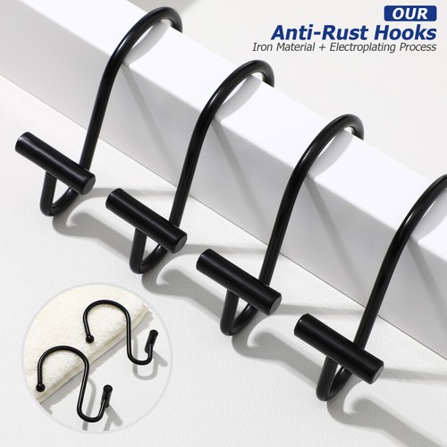 12 Pcs Decorative Rolling Shower Curtain Hooks S Shape Design Sliding Hooks - Picture 3 of 12