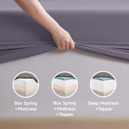 6 Piece Bed Sheets Set- Hotel Luxury Extra Deep Sheets, 39 Colors, 16"- 24" Deep - Picture 21 of 181