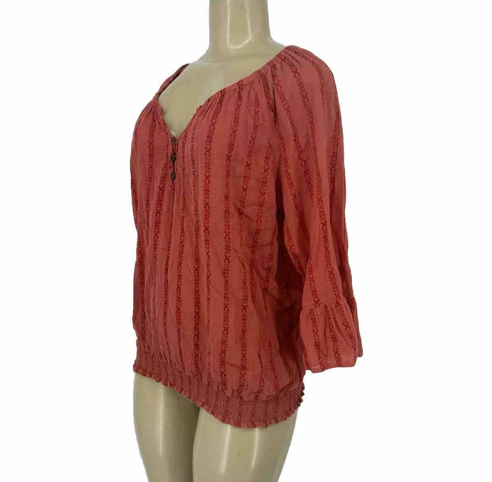 Blusa Maurice’s Grande Mujer Top Cuello en V Manga 3/4 Boho Pullover PS17 Foto 2 de 4