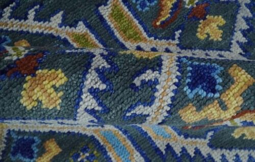 New Oushak Rug Knotted Blue Antique Carpet Turkish Handmade Wool Customize Rug - Picture 1 of 9