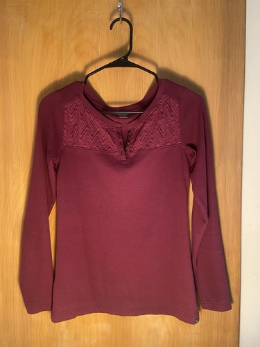 Eddie Bauer Maroon Long Sleeve Thermal Top Size Button VNeck Medium