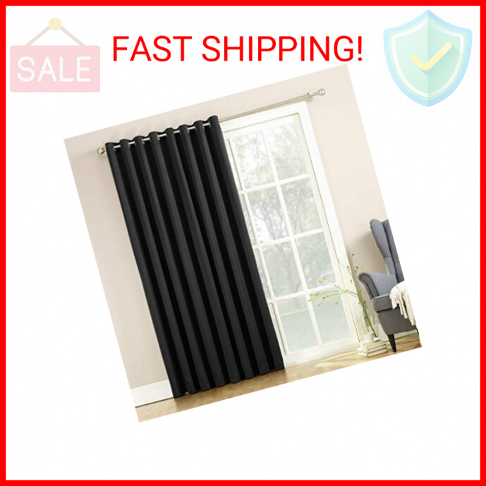 Sun Zero Barrow Grommet Sliding Door Curtain Panel 100 Inch Energy Efficient-image