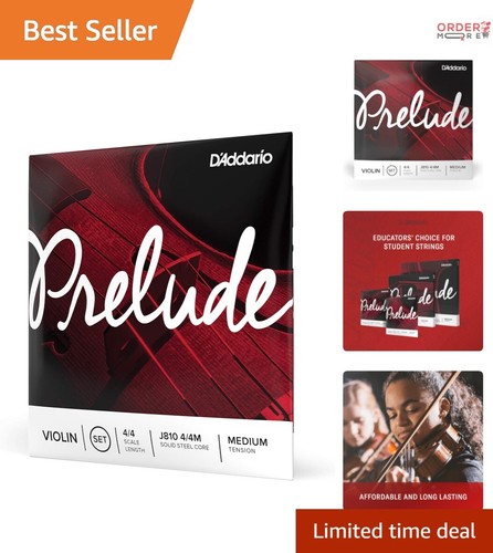 Violin String Set Steel Core Medium Tension Warm Tone Durable for Students - Picture 1 of 8