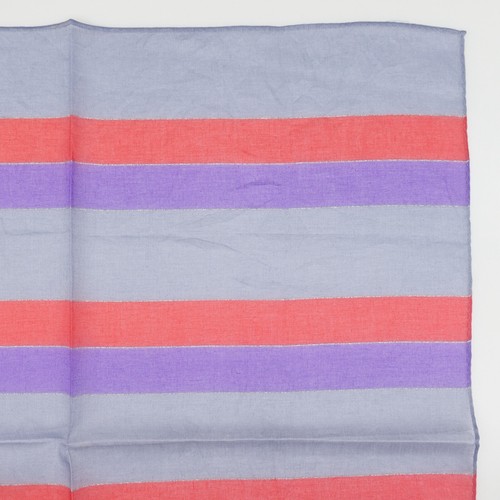 Christian Dior Gray Horizontal Pattern Red Purple Logo Cotton Scarf 18"x17" - Picture 3 of 8