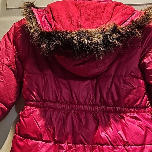 Baby gap hot pink Puffer coat with fur trimmed hood size 5T - Picture 5 of 6