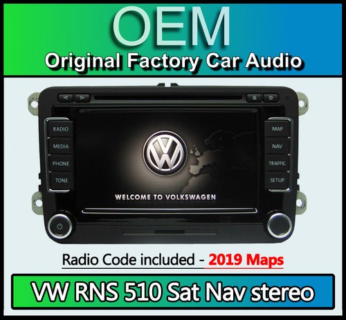 VW RNS 510 sat nav stereo Golf MK6 Navigation CD DVD radio with code V16 MAPS - Picture 1 of 6