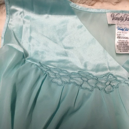 Vanity Fair Coloratura Exquisite Form Blue Sleeveless Nylon Gown L Nightgown - Picture 13 of 18