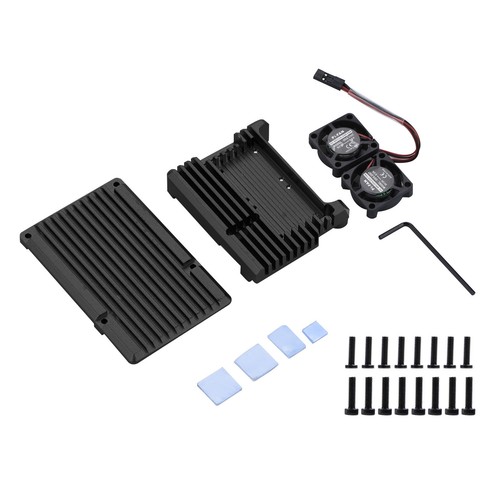 Metal Armor Case Shell Box with Dual Fan Heatsink For Raspberry Pi 4 Model B 4B - Afbeelding 18 van 18