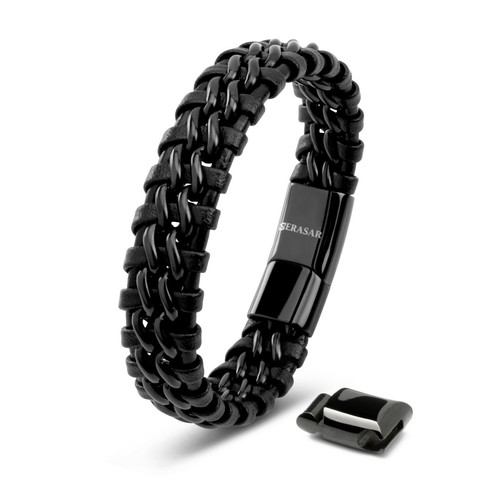 SERASAR, Lederarmband „Steel“ für Herren, mit Magnetverschluss - 第 10/33 張圖片