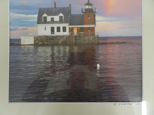 Maine Rockland Breakwater Lighthouse Signed Photograph George A. Miller Rainbow - Picture 5 of 12