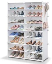 HOMIDEC Shoe Rack, 8 Tier Shoe Storage Cabinet 32 Pair Plastic Shoe Shelves